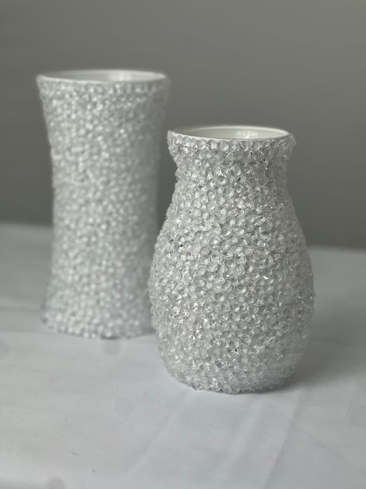 "Valuable" Textured White Accent Vase, Front view